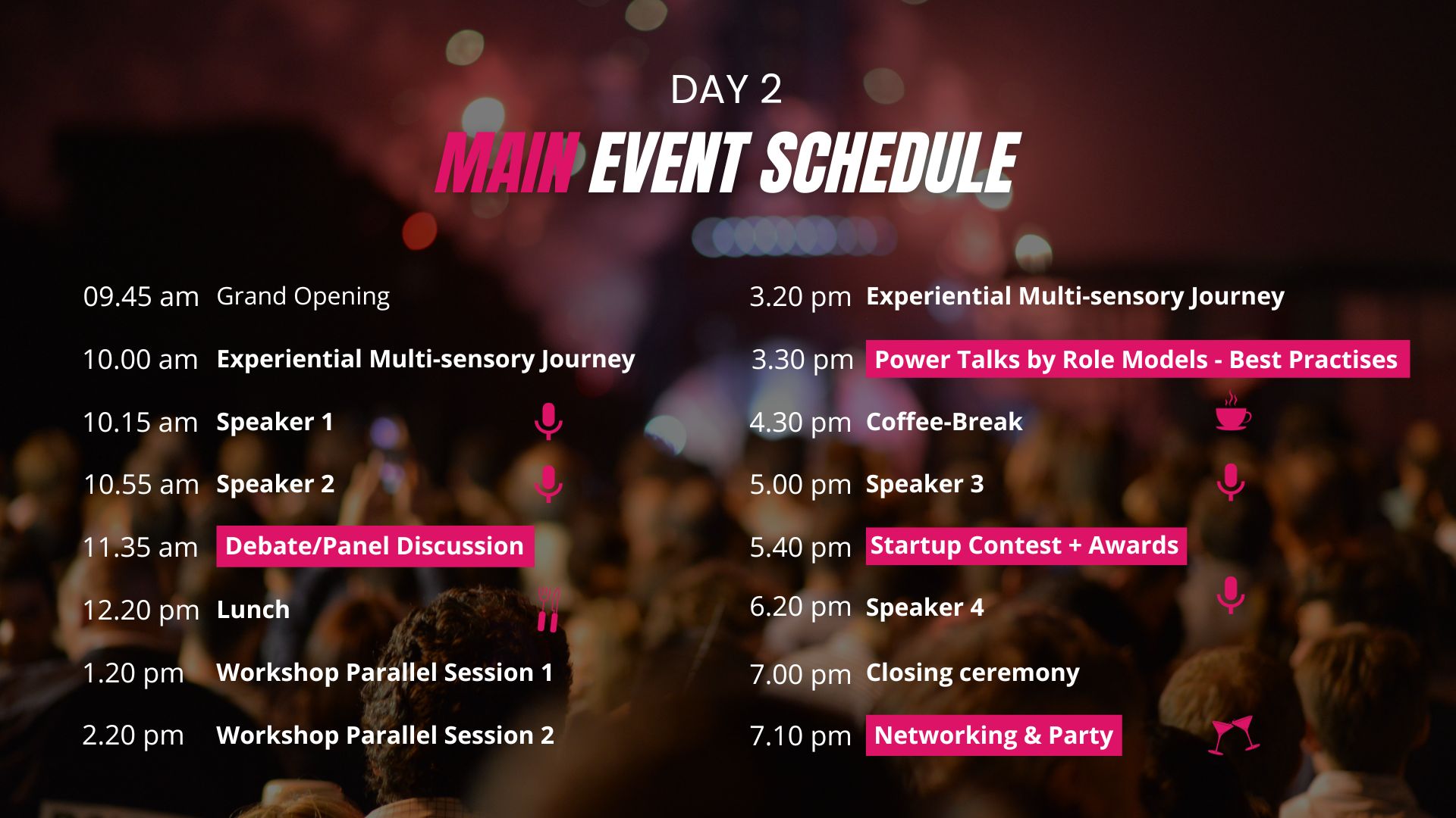 event main schedule